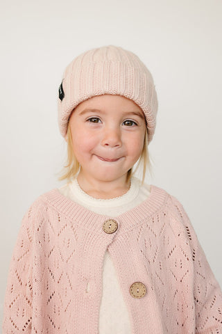Light Pink Chunky Knit Beanie Mebie Baby Size: 0-3 month