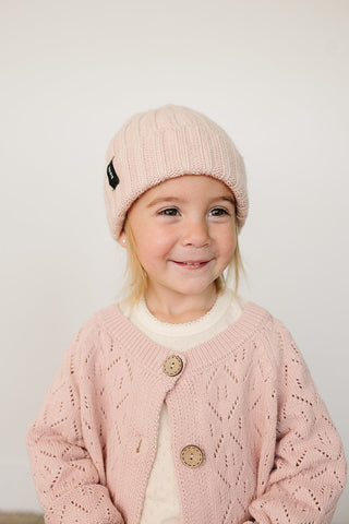 Light Pink Chunky Knit Beanie Mebie Baby Size: 0-3 month