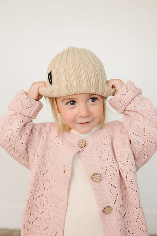 Tan Chunky Knit Beanie Mebie Baby Size: 0-3 month