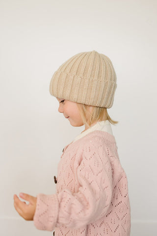 Tan Chunky Knit Beanie Mebie Baby Size: 0-3 month