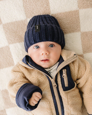 Navy Chunky Knit Beanie Mebie Baby Size: 0-3 month