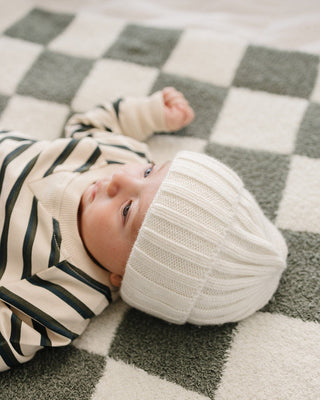 White Chunky Knit Beanie Mebie Baby Size: 0-3 month