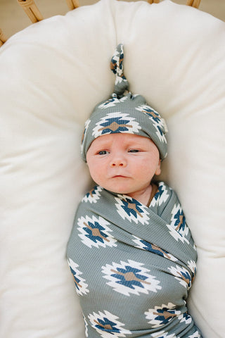 Southwest Aztec Ribbed Bamboo Stretch SwaddleMebie Baby