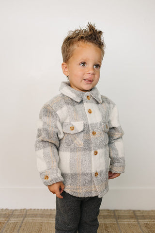 Grey Plaid Shacket Mebie Baby Size: 0-3