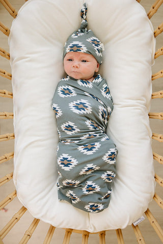 Southwest Aztec Ribbed Bamboo Stretch SwaddleMebie Baby