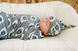 Southwest Aztec Ribbed Bamboo Stretch SwaddleMebie Baby