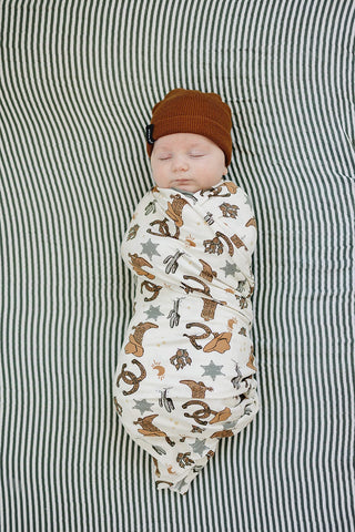 Outlaw Cowboy Ribbed Bamboo Stretch SwaddleMebie Baby