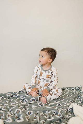 Outlaw Cowboy Ribbed Bamboo Cozy Set Mebie Baby Size: 18-24