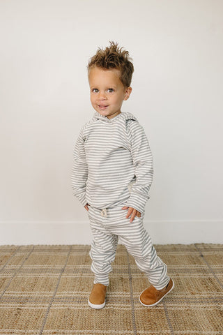 Grey Striped Hooded Set Mebie Baby Size: 0-3