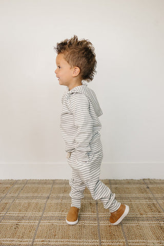 Grey Striped Hooded Set Mebie Baby Size: 0-3