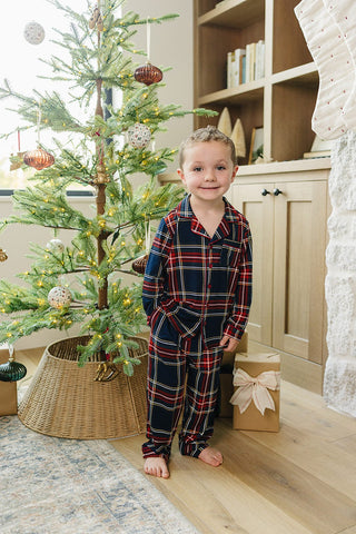 Christmas Plaid Collared Pajama Set Mebie Baby Size: 2T