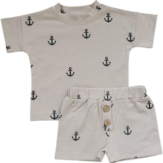 Mebie Baby Anchors Button Short Set | Baby Riddle