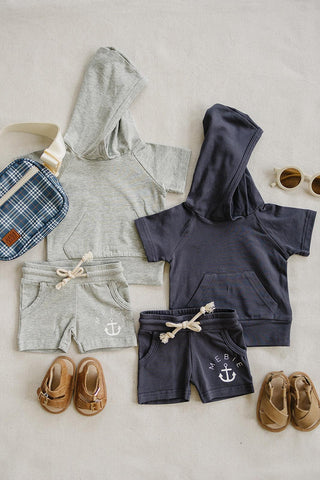 Slate Hooded Tee Apparel Mebie Baby Size: 0-3