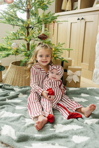 Red Stripes Collared Pajama Set Mebie Baby Size: 2T