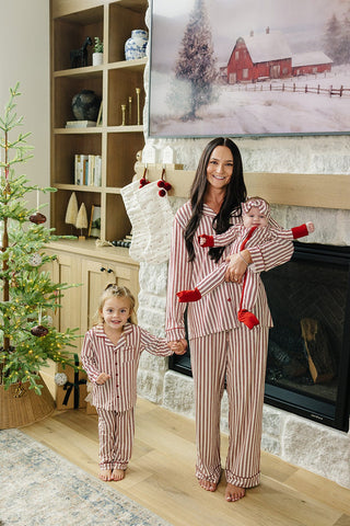 Adult Red Stripes Pajama Set Mebie Baby Size: XS