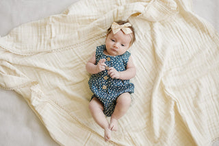 Mebie Baby Navy Floral Bubble Romper | Baby Riddle