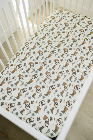 Outlaw Cowboy Muslin Crib Sheet Mebie Baby