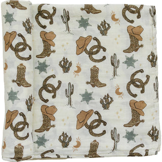 Outlaw Cowboy Muslin Swaddle Blanket Mebie Baby