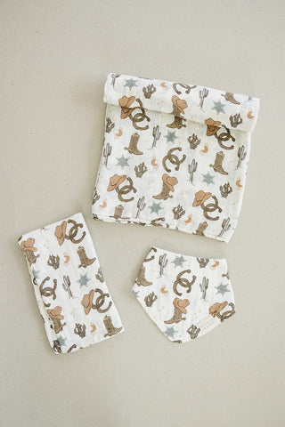 Outlaw Cowboy Classic Muslin Bib Mebie Baby