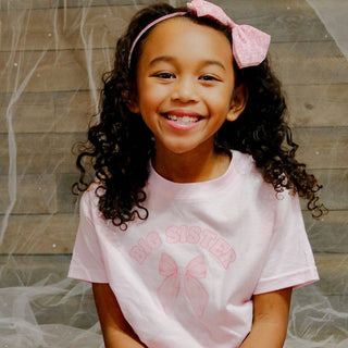 Big Sister Bow Short Sleeve T-Shirt - Kids Clothing - Family Baby & Toddler Tops Sweet Wink Size: 5/6Y