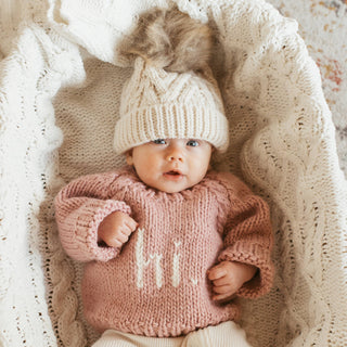 Hi. Rosy Crew Neck Sweater for Baby Huggalugs Size: 0-6 months