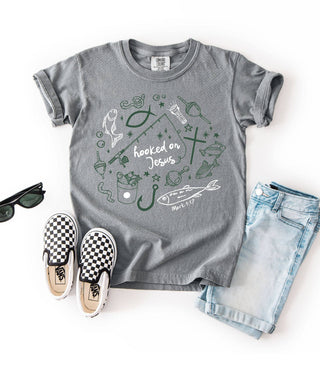 Hooked on Jesus Mark 1:17 | Kids Unisex tee Made By Yen Size: YXS=4-5