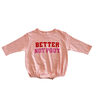 Organic Cotton Long Sleeve Bubble Romper - Better Not Pout SIIX Collection Size: 0-3M