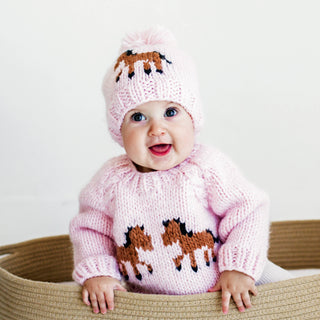 Pony Sweater Blush for Baby & Toddler Huggalugs Size: 0-6 months