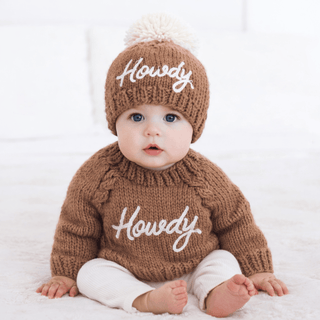 Howdy Sweater Pecan for Baby & Toddler Huggalugs Size: 0-6 months