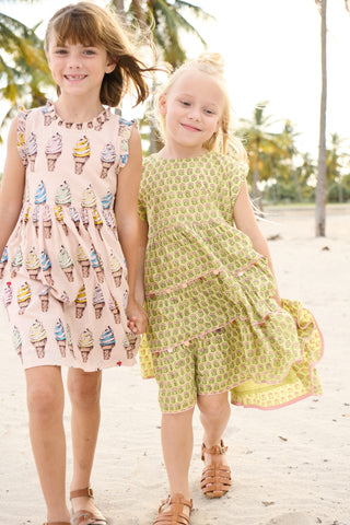 Cotton Alyssa Dress - Pink Soft Serve Pink Chicken Size: 2T