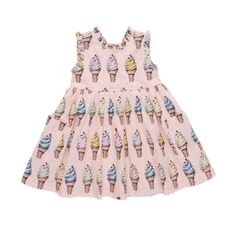 Cotton Alyssa Dress - Pink Soft Serve Pink Chicken Size: 2T