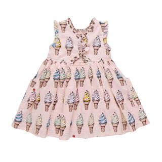 Cotton Alyssa Dress - Pink Soft Serve Pink Chicken Size: 2T