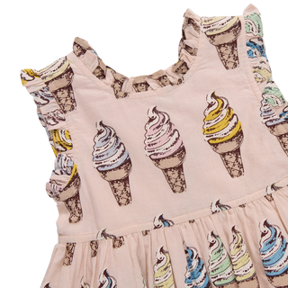 Cotton Alyssa Dress - Pink Soft Serve Pink Chicken Size: 2T