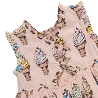 Cotton Alyssa Dress - Pink Soft Serve Pink Chicken Size: 2T