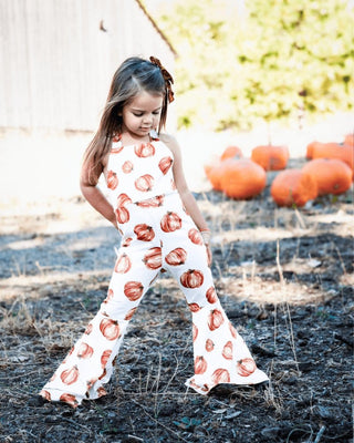 Andi Pleated Bell Bottom Jumpsuit - Pumpkin Patch Jumpsuits Bailey's Blossoms Size: 0-3months