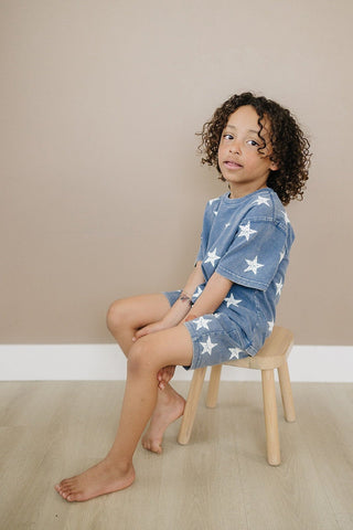 Atlas Short Sleeve Top and Shorts Set Olive + Scout Color: Blue Size: 3-6M