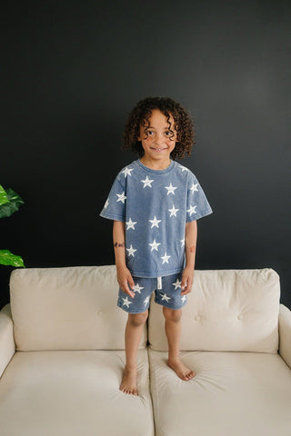 Atlas Short Sleeve Top and Shorts Set Olive + Scout Color: Blue Size: 3-6M