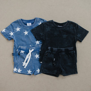 Atlas Short Sleeve Top and Shorts Set Olive + Scout Color: Blue Size: 3-6M