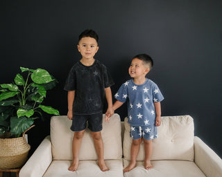 Atlas Short Sleeve Top and Shorts Set Olive + Scout Color: Blue Size: 3-6M