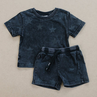Atlas Short Sleeve Top and Shorts Set Olive + Scout Color: Charcoal Size: 3-6M