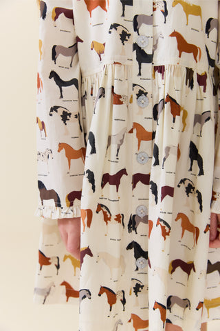 Cotton Autumn Dress -  Horse Breeds