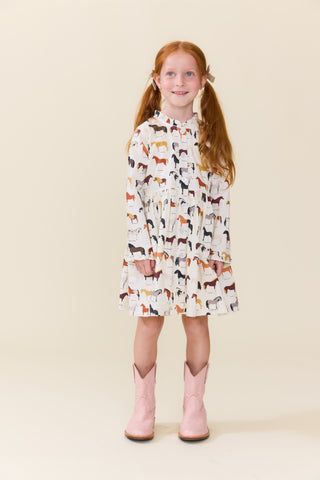 Cotton Autumn Dress -  Horse Breeds