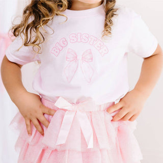 Big Sister Bow Short Sleeve T-Shirt - Kids Clothing - Family Baby & Toddler Tops Sweet Wink Size: 5/6Y