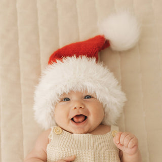 Furry Santa Beanie Hat for Baby Huggalugs Size: XS (newborn)