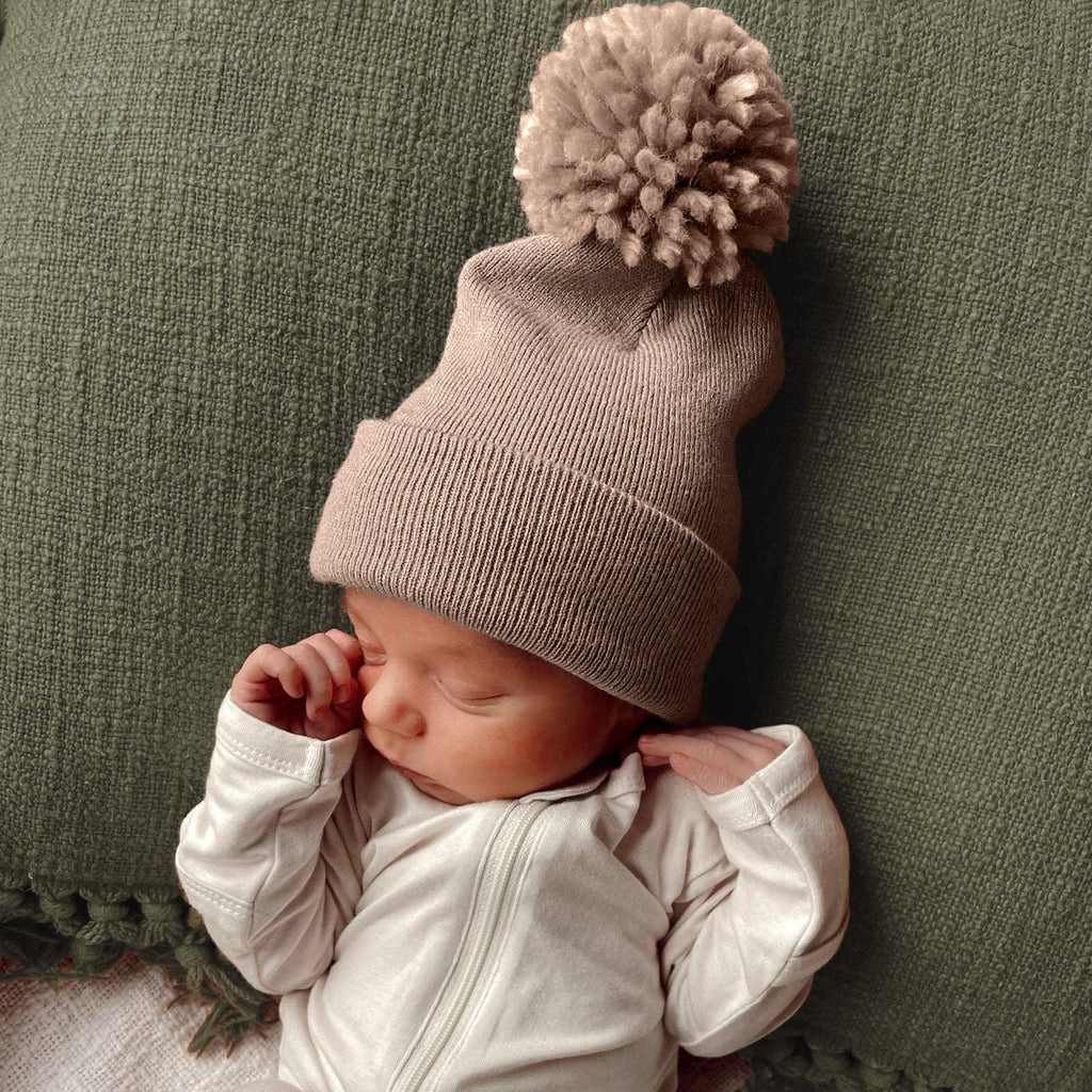 Baby First Tan Baby's First Hat - Tan Pom | Baby Riddle