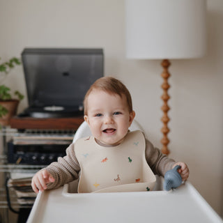 Silicone Baby BibSilicone BibMushieColor: Smiley Face