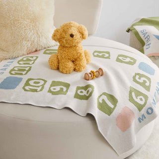 Baby Block Milestone Personalized BlanketEco Baby ThrowsIn2GreenColor: Green