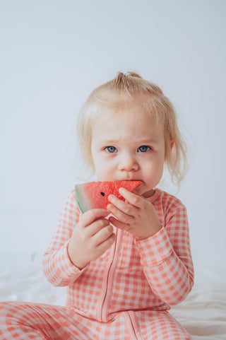 Bamboo Footie with 2-Way Zipper - Cake Pop Gingham Baby & Toddler Sleepwear KicKee Pants Size: Newborn