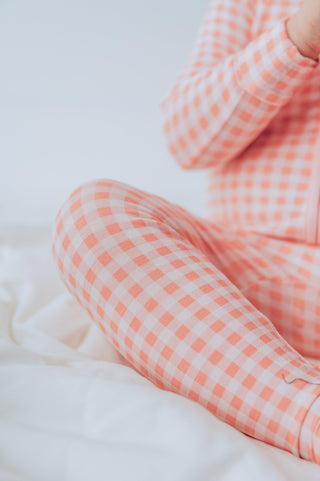 Bamboo Footie with 2-Way Zipper - Cake Pop Gingham Baby & Toddler Sleepwear KicKee Pants Size: Newborn