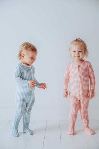 Bamboo Footie with 2-Way Zipper - Cake Pop Gingham Baby & Toddler Sleepwear KicKee Pants Size: Newborn
